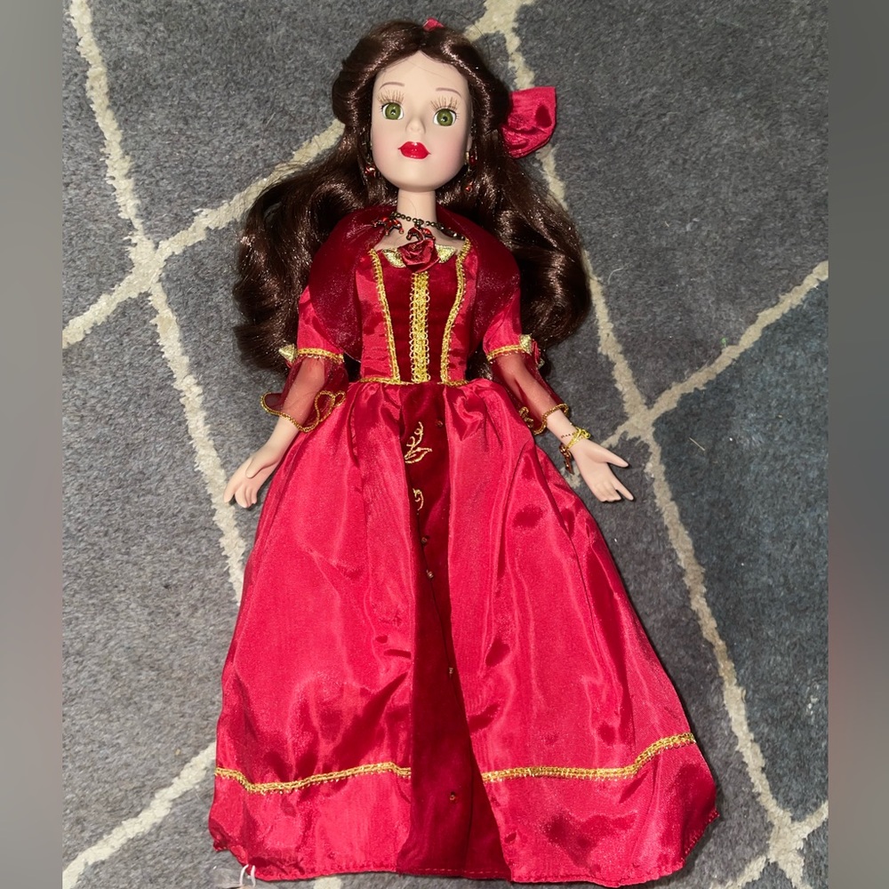 Belle Beauty and the Beast Disney Brass Key Porcelain Doll Princess VINTAGE RARE
